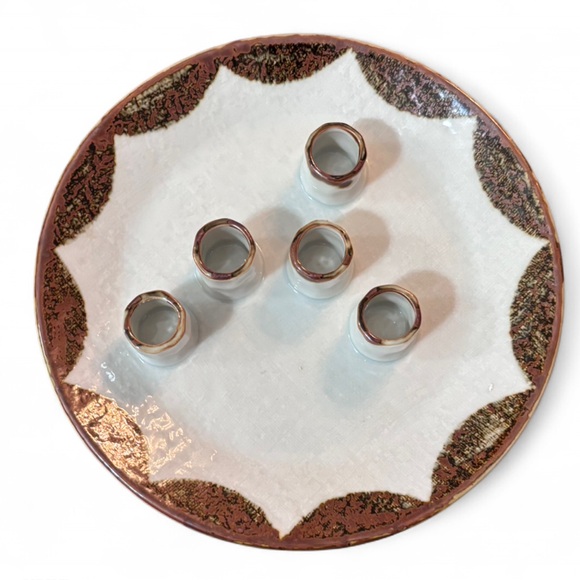 Vintage Otagiri Hand Crafted 5 Candle Glazed Plate Japan Original 10x10